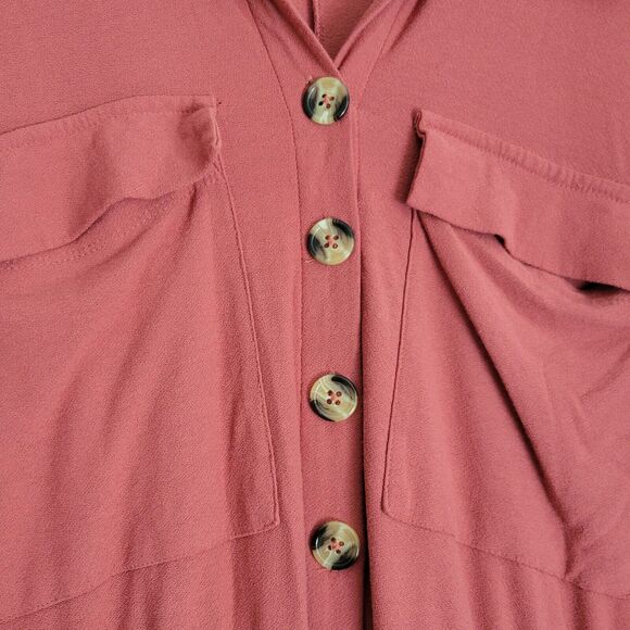 Daytrip Buckle Womens Button Down Dolman Blouse Size Small Cinch Waist Salmon - Picture 3 of 5